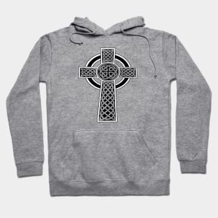 Ornamental Celtic High Cross Decorative Knotwork Black and White Hoodie